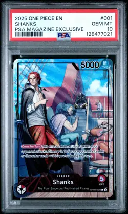 2025 ONE PIECE PROMOS PSA MAGAZINE EXCLUSIVE #001 SHANKS PSA 10 - Image 1