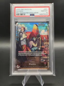 2025 ONE PIECE PROMOS PSA MAGAZINE EXCLUSIVE #001 SHANKS PSA 10 - Image 1
