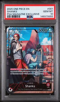 2025 ONE PIECE PROMOS PSA MAGAZINE EXCLUSIVE #001 SHANKS PSA 10 - Image 1