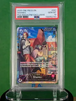 2025 ONE PIECE PROMOS PSA MAGAZINE EXCLUSIVE #001 SHANKS PSA 10 - Image 1