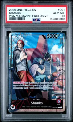 2025 ONE PIECE PROMOS PSA MAGAZINE EXCLUSIVE #001 SHANKS PSA 10 - Image 1