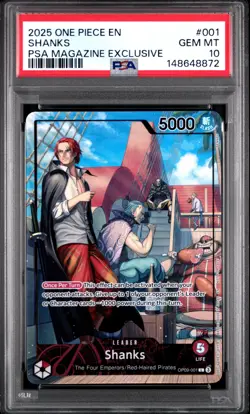 2025 ONE PIECE PROMOS PSA MAGAZINE EXCLUSIVE #001 SHANKS PSA 10 - Image 1