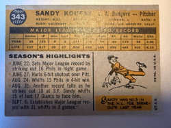 Sandy Koufax Signed 1960 Topps Baseball Card #343 - Image 2
