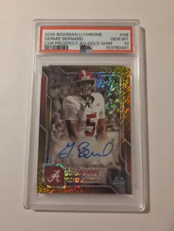 Germie Bernard 2025 Bowman U Chrome - Prospect Gold Shimmer Auto #'d/50 - PSA 10 - Image 1