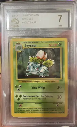 1999 Pokemon Ivysaur Base Set 30/102 Regular Unlimited Uncommon CGA 7 NM PSA - Image 1