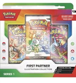 Pokemon TCG First Partner Illustration Collection Series 1 Box 3 Packs - Image 1