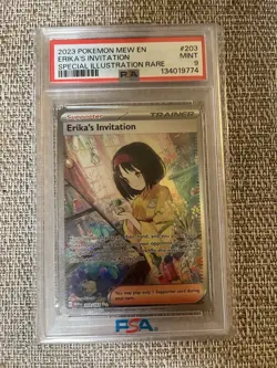 Pokemon TCG Scarlet & Violet Trainer Supporter Erika's Invitation 203/165 Psa 9 - Image 1