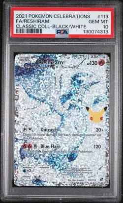Pokemon Celebrations Classic Collection Reshiram Full Art Holo #113/114 PSA 10 - Image 1