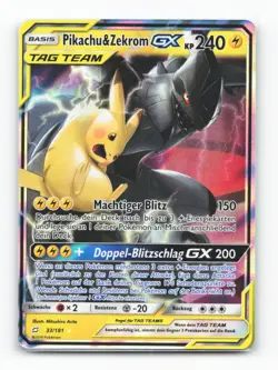 Pikachu & Zekrom -GX - Articuno Pokemon Karte 33/181 Holo Teams sind Trumpf /S93 - Image 2