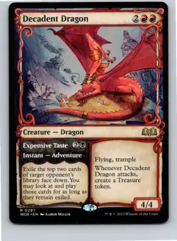 Magic the Gathering Decadent Dragon (Showcase) Wilds of Eldraine MTG Free Ship! - Image 1