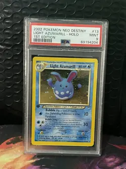 Pokemon TCG Light Azumarill Neo Destiny Holo Card 13/105 1st Edition Rare PSA 9 - Image 1