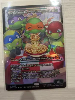 Michelangelo, Weirdness to 11 (Borderless) TMT 0288 Mythic Rare TMNT MTG FOIL NM - Image 1