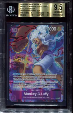 Monkey D. Luffy OP05-119 SEC Bgs 9.5 2nd Anniversary Set Promo One Piece Card - Image 1