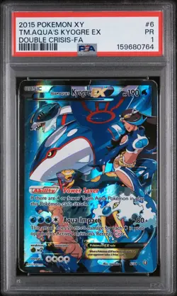 PSA 1 Team Aqua's Kyogre EX 6/34 Double Crisis 2015 Holo Rare Full Art Pokemon - Image 1