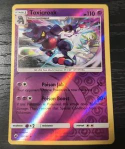 Pokemon Burning Shadows Toxicroak Reverse Holo Rare Card 55/147 LP - Image 1