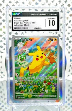 CGC 10 Pikachu 088 Black Star Promo Full Art Pokemon Card - Image 1