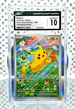 CGC 10 Pikachu 088 Black Star Promo Full Art Pokemon Card - Image 1