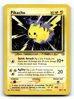 Pikachu 70/111 Common Neo Genesis Pokemon Unlimited MP - Image 1