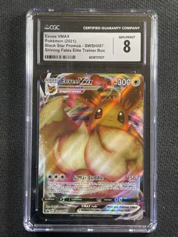 Pokemon Card CGC 8 Nm/Mint Eevee Vmax Black Star Promo Shining Fates ETB #087 - Image 1