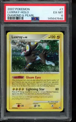 Pokemon TCG Luxray #7/130 Diamond & Pearl Holo Rare PSA 6 - Image 1