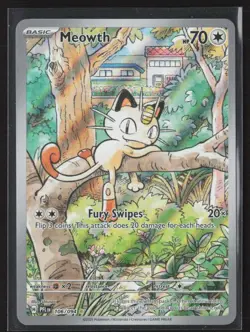 Meowth 106/094 Illustration Rare Phantasmal Flames Pokemon Holo Near Mint - Image 1