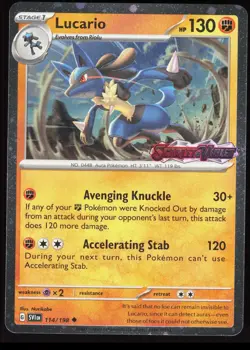 Lucario (Scarlet & Violet Stamp) 114/198 Holo Pokemon (Cosmos Holo) Holo NM/M - Image 1
