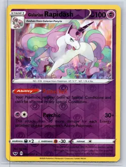 Galarian Rapidash 082/202 Rare Sword & Shield Pokemon Reverse Holo LP - Image 1