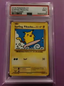 2016 POKEMON XY EVOLUTIONS #111 SURFING PIKACHU PSA 9 - Image 1