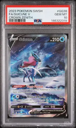 2023 POKEMON SWORD & SHIELD CROWN ZENITH #GG38 FULL ART/SUICUNE V PSA 10 - Image 1