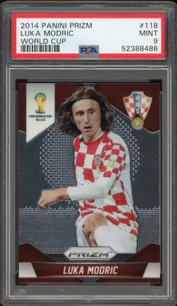 2014 PANINI PRIZM LUKA MODRIC WORLD CUP #118 PSA 9 MINT Croatia - Image 1
