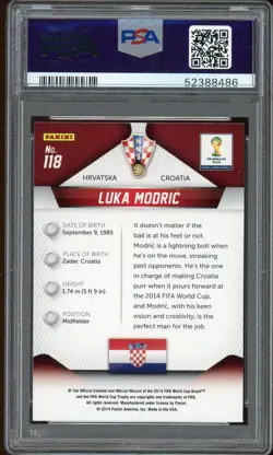 2014 PANINI PRIZM LUKA MODRIC WORLD CUP #118 PSA 9 MINT Croatia - Image 2