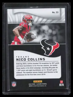 Nico Collins 2024 Panini Illusions #33 Diamond Trophy Collection #/50 - Image 2