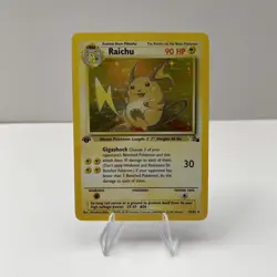Pokemon Raichu Card 14/62 1st Edition Fossil Holo Rare Vintage 1999 WOTC - Image 1
