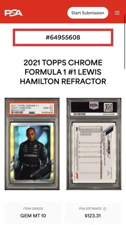 2021 Topps Chrome F1 LEWIS HAMILTON #1 Refractor PSA 10 GEM MT - Image 3