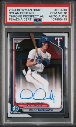 2024 Bowman Draft Dylan Dreiling 1st Chrome Auto PSA 10 Gem CPA-DD - Image 1