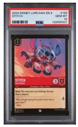 DISNEY LORCANA 2024 #125 STITCH LITTLE ROCKET PSA 10 - Image 1