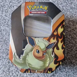 Pokemon TCG Flareon Metal Tin With 100+ Cards from Region 2 Johto - Image 1
