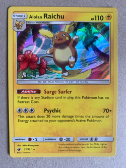 Pokemon 2017 ALOLAN RAICHU 31/111 Stage 1 Holo S&M Crimson Invasion NM - Image 1