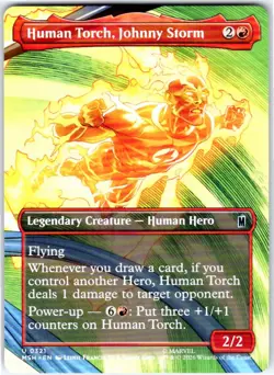 HUMAN TORCH, JOHNNY STORM (BORDERLESS) - 321 - MARVEL SUPER HEROES - MTG - NM - Image 1