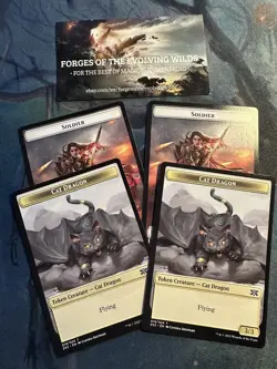 Cat Dragon 019 Soldier 007 Token x4 4x 4 Playset - Double Masters 2022 - 2X2 - Image 1