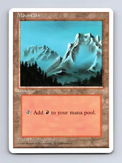 Mountain (B) 184 Land Fourth Edition Magic: The Gathering Lightly Played - Image 1