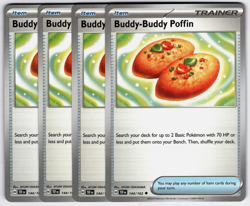 Pokemon TCG Temporal Forces 4x Playset Buddy Buddy Poffin 144/162 Near Mint - Image 1
