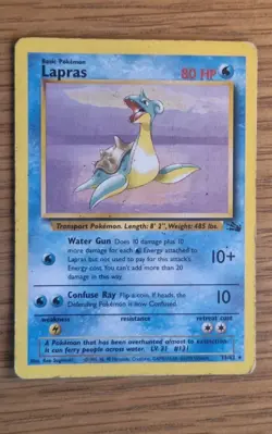Lapras (25/62) Non Holo Fossil Set Rare Pokemon Card! - Image 2