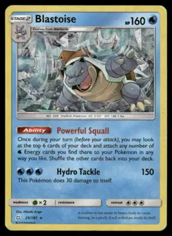 Pokemon Cards Blastoise 25/181 Team Up Holo Rare HP - Image 1