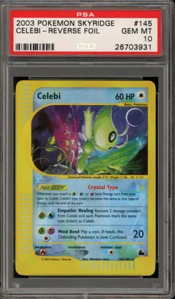 Pokemon Celebi Skyridge Crystal Reverse Holo Rare #145 PSA 10 Gem Mint - Image 1