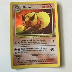 Wizards of the Coast Pokemon TCG Flareon 3/64 Jungle 1st Ed Holo Rare 1999 - Image 1