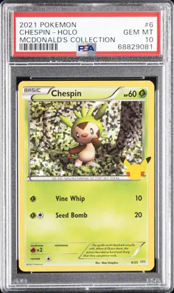 2021 POKEMON MCDONALD'S COLLECTION #6 CHESPIN-HOLO PSA 10 - Image 1