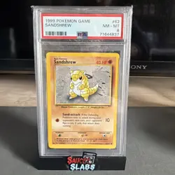 1999 Pokemon Base Set Unlimited Sandshrew PSA 8 - Image 1