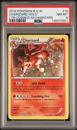 2013 POKEMON BLACK & WHITE LEGENDARY TREASURES #19 CHARIZARD-HOLO PSA 8 - Image 1