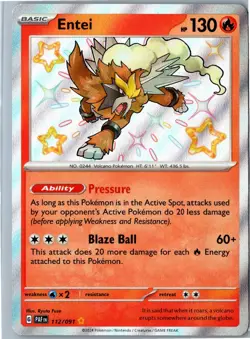 Pokemon Card - Entei Paldean Fates 112/091 Shiny Rare Holo Near Mint - Image 1